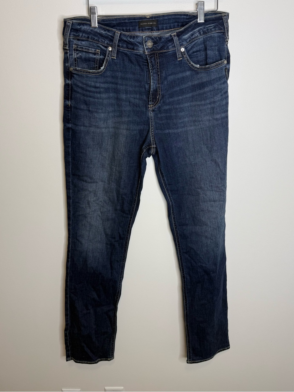 Silver Jeans Co Avery Straight Dark Wash High Rise Denim Blue Womens size 34